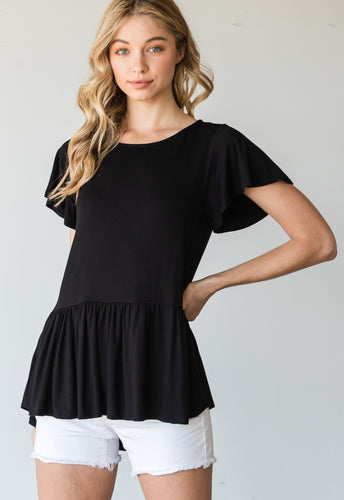 Black Appliqué Tunic Top