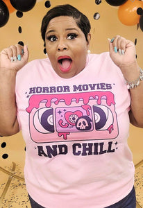 Unisex Horror Movies and Chill Tee