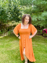 Load image into Gallery viewer, Solid Woven Burnt Orange Smock Dress