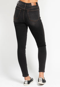 Judy Blue HW Tummy Control Black Wash Skinny Denim