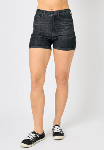 Judy Blue Tummy Control Washed Black Shorts