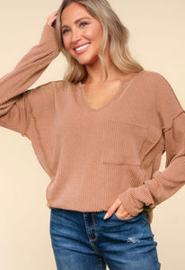 Mineral Washed Rib Knit Long sleeve