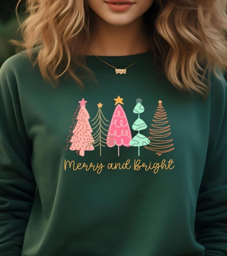 Unisex Minimalist Merry & Bright Crew Neck Pullover