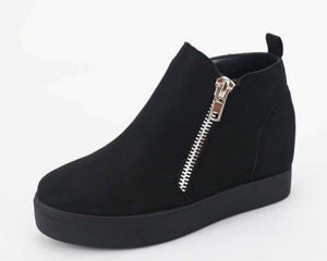 Black Zipper Flat Bootie