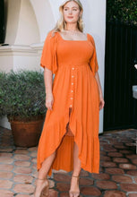 Load image into Gallery viewer, Solid Woven Burnt Orange Smock Dress