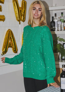 Sequin Knit Crewneck Sweater