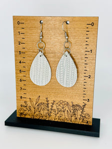 Light Grey Genuine Leather Mini Teardrops