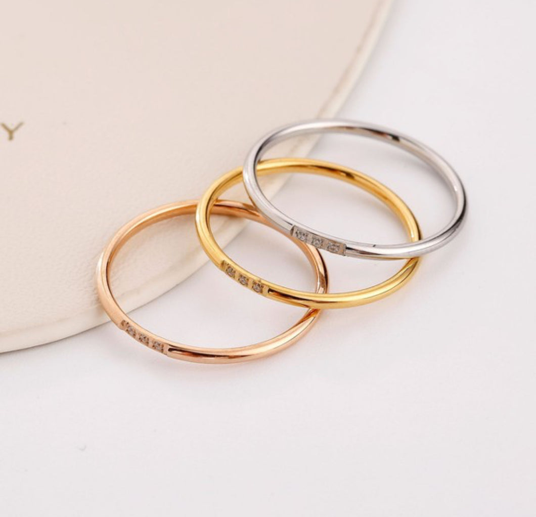 Dainty Three CZ Ring