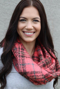 Pink Plaid Infinity Scarf