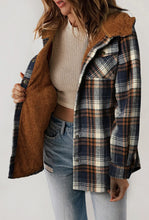 Load image into Gallery viewer, Plaid Sherpa Lined Hooded Jacket