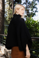 Load image into Gallery viewer, Turtleneck Ribbed Knit Poncho with arm holes