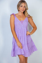 Load image into Gallery viewer, Lavender Smock Bodice Dress