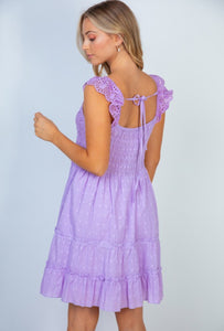 Lavender Smock Bodice Dress