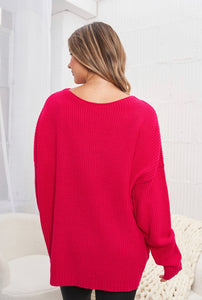 Solid Knit Berry Sweater