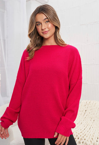 Solid Knit Berry Sweater