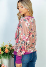 Load image into Gallery viewer, Magenta Floral Knit Dolman Top