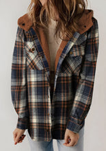 Load image into Gallery viewer, Plaid Sherpa Lined Hooded Jacket