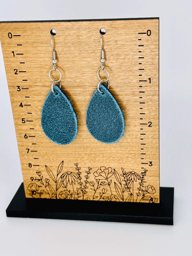 Mini Deal Teal Genuine Leather Teardrops