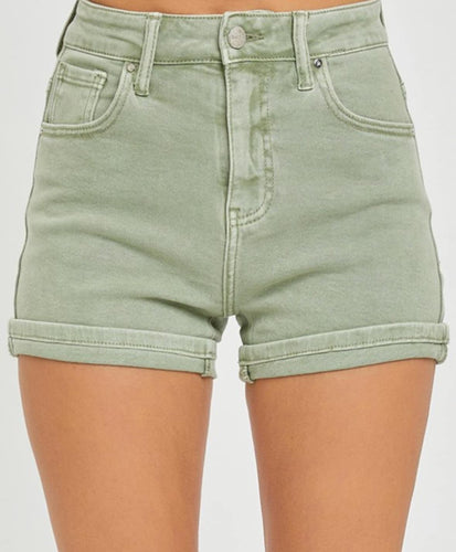 Risen High Rise Olive Cuffed Shorts