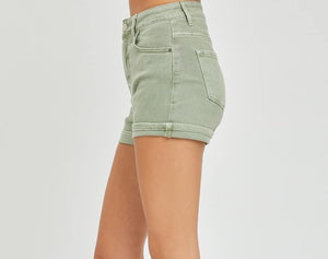 Risen High Rise Olive Cuffed Shorts