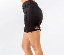 Load image into Gallery viewer, Distressed Black Shorts