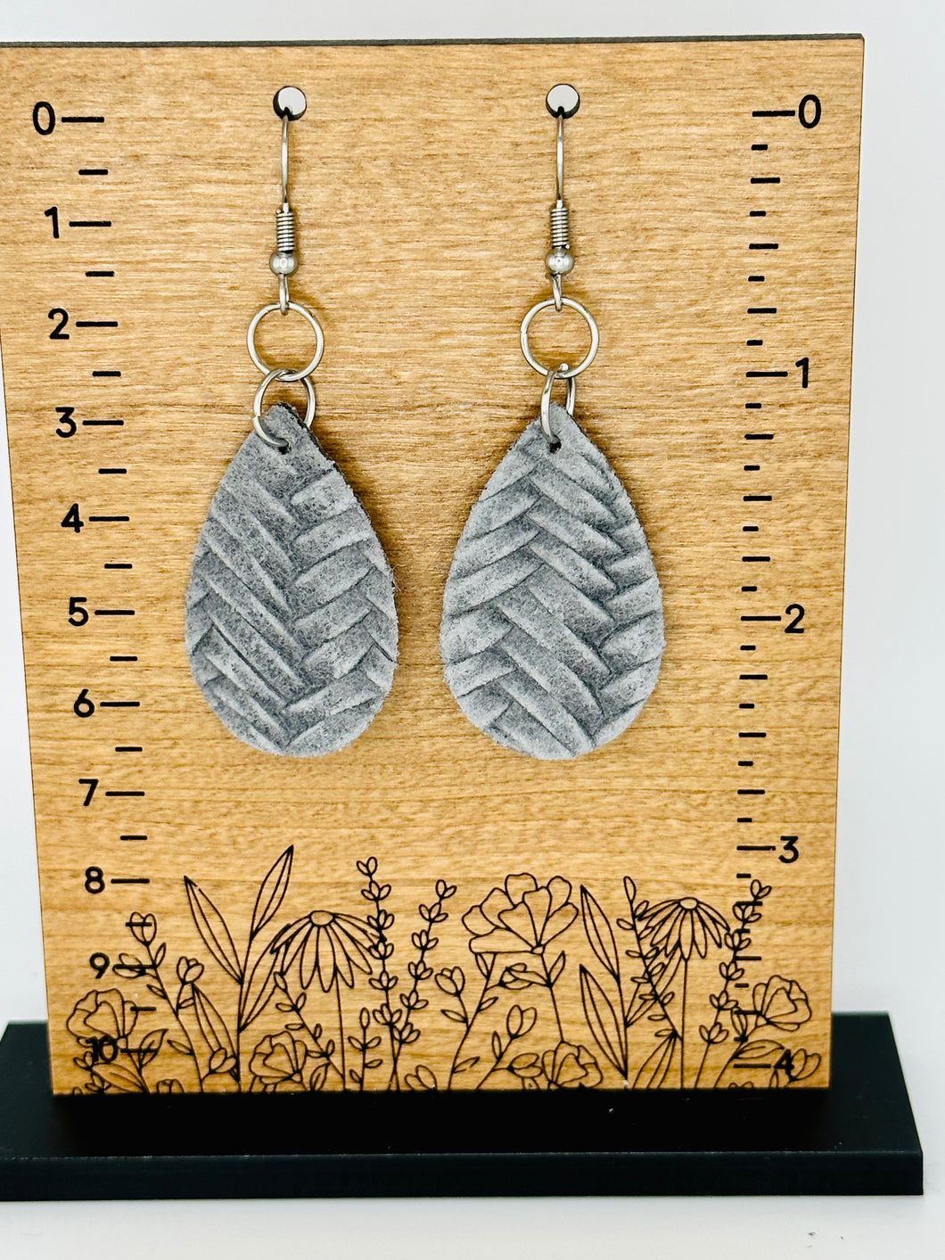 Mini Grey Genuine Leather Teardrops