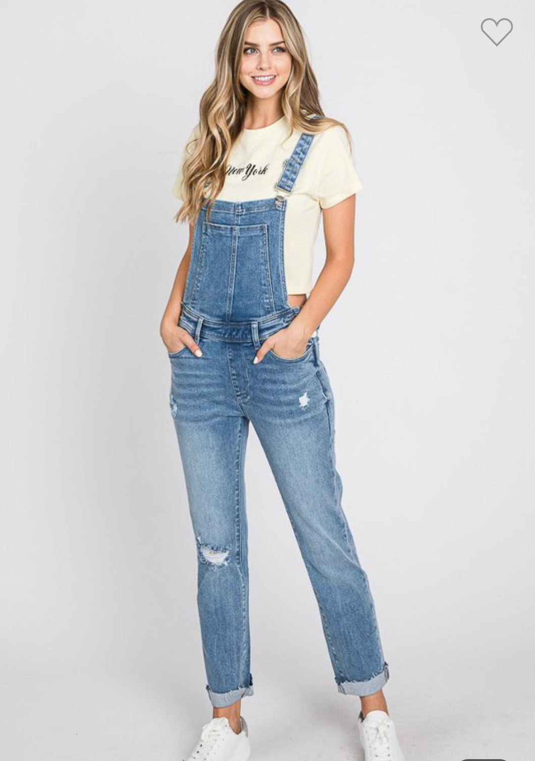 Distressed Raw Edge Cuffed Mom Overall