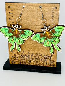 Hand painted wood Luna Moth