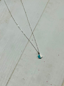 Turquoise and Sterling mini hexagon necklace