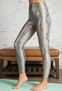 Chintz Antique Sage & Rose Gold Python Exercise Leggings