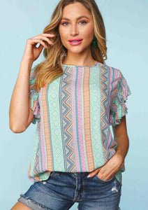 Smock Sleeve Tribal Top