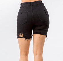 Load image into Gallery viewer, Distressed Black Shorts