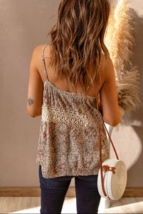 Floral Print Crochet Tank