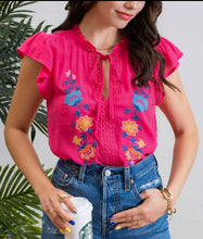 Load image into Gallery viewer, Embroidered Sleeveless Flutter Top (2 colors)