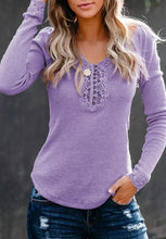 Load image into Gallery viewer, Lace Ribbed Long Sleeve