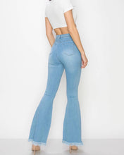 Load image into Gallery viewer, Distressed Fringe Flare Denim