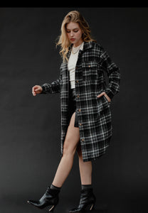 Heavy weight brushed long flannel Shacket