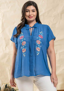 Embroidered Sleeveless Flutter Top (2 colors)