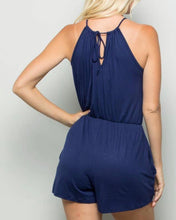 Load image into Gallery viewer, Navy Halter Romper