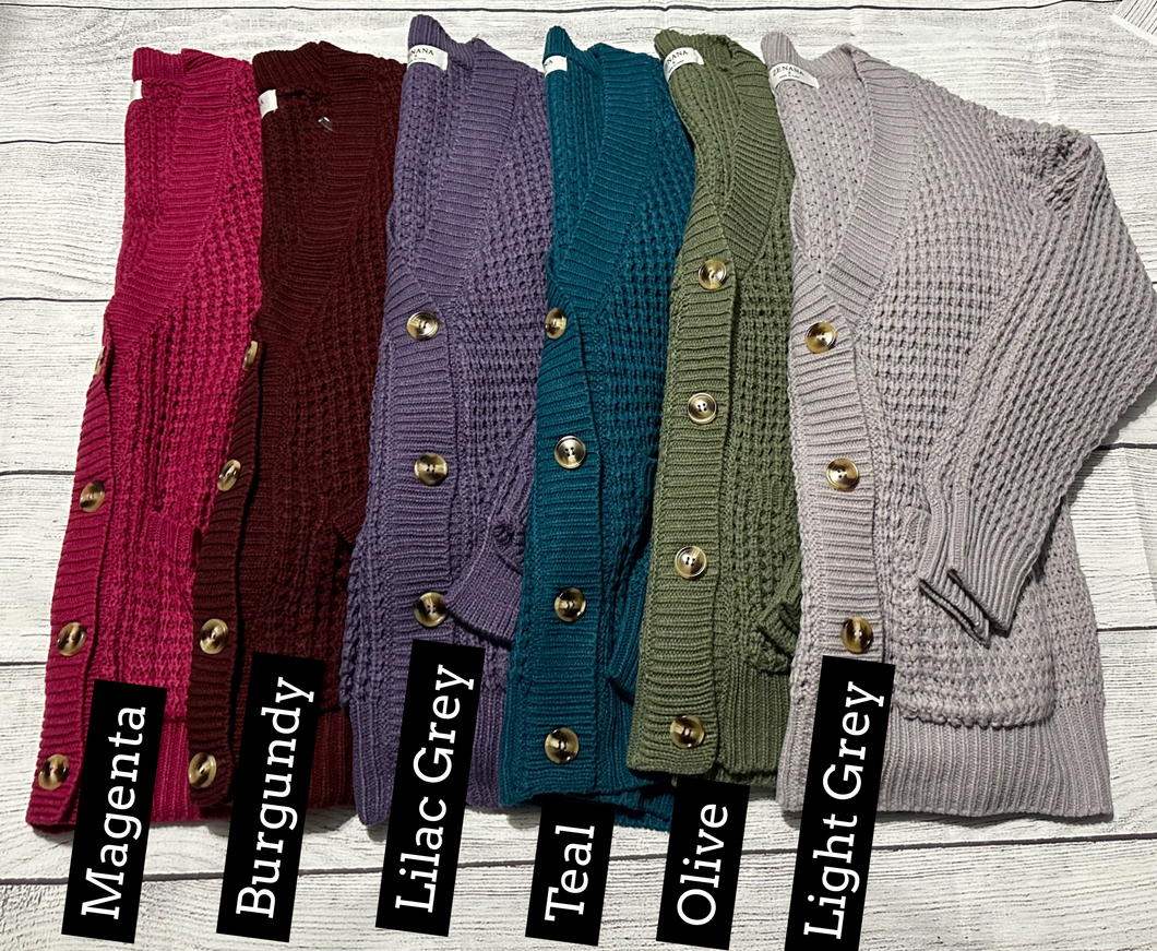 Waffle Knit Cardigans (multiple colors)