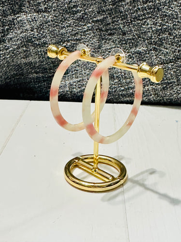 Large Acrylic Pink Marble Hoops