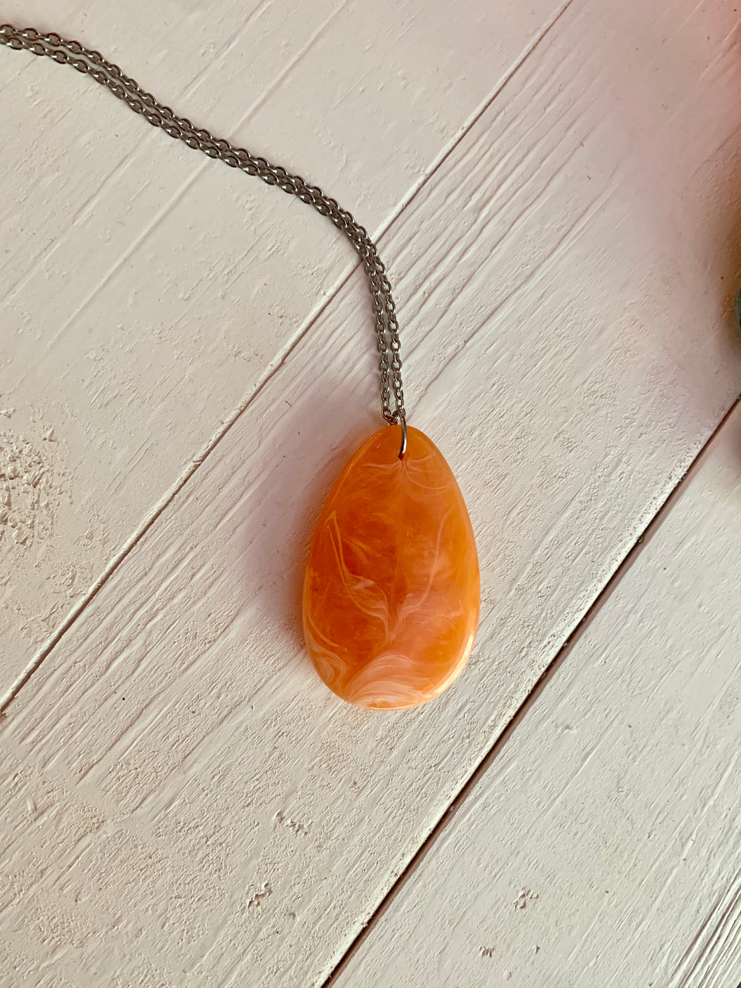 Orange long teardrop Necklace