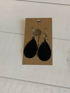 Mini Black Genuine Leather Teardrops