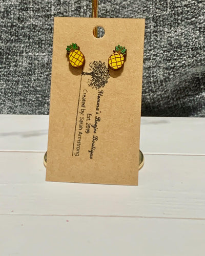 Hand Painted Pineapple Studs