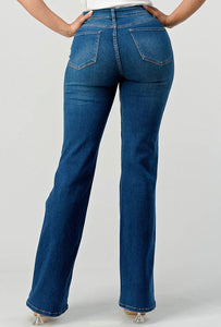 High waisted stretchy wide leg Denim