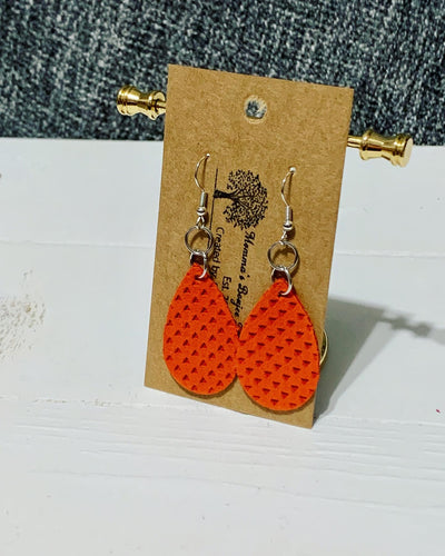 Fire Orange genuine leather mini teardrop