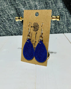 Genuine Leather Mini Blue Teardrops