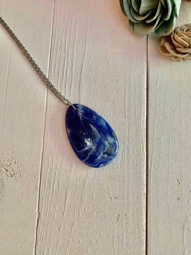 Blue long teardrop Necklace