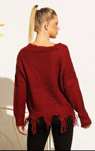 Load image into Gallery viewer, Distressed Knit V-Neck Sweater (multiple colors)