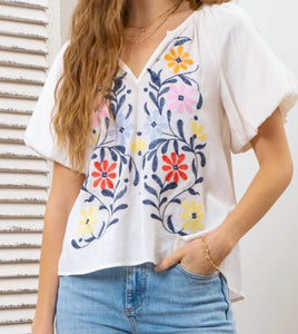 Split Embroidered Blouse